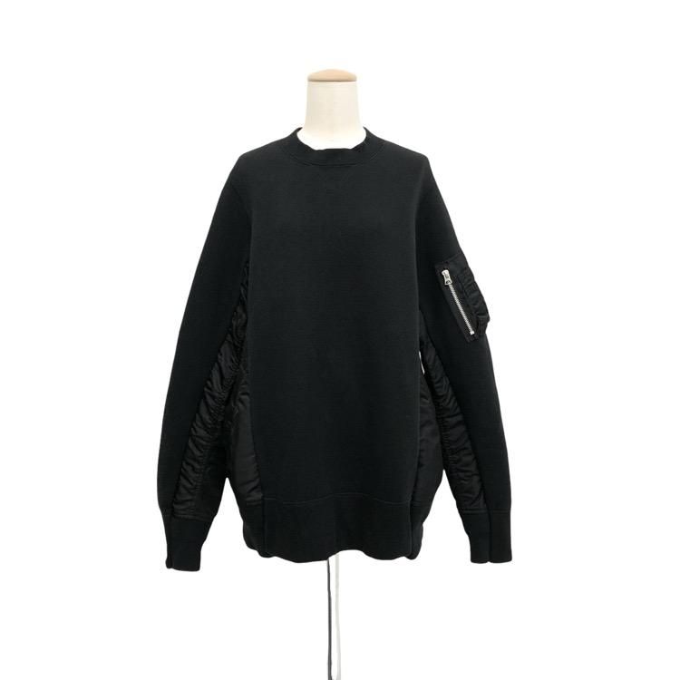sacai  Sponge Sweat x Nylon Twill Pullover ݥ󥸥åȥץ륪С ֥å 1 SCM-058