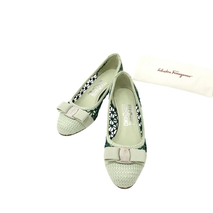 FERRAGAMO ե饬  졼 ѥץ ꡼ 5 1/2C