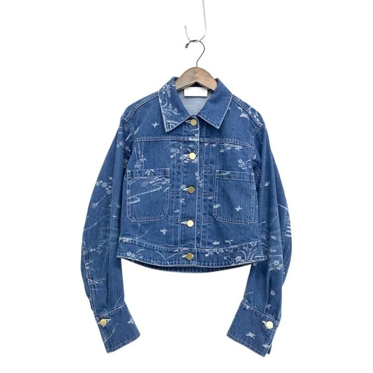 Mame Kurogouchi ޥ᥯ Nature Pattern Jacquard Short Denim Jacket ǥ˥ॸ㥱å ֥롼 1
