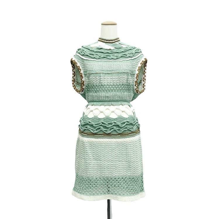 Mame Kurogouchi ޥ᥯ Bamboo Basket Pattern Knitted Dress ˥å ԡ MM23SS-KN034