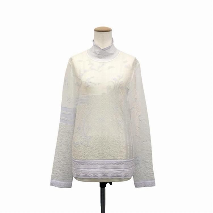 Mame Kurogouchi ޥ᥯ Nature Pattern Sheer Knitted High Neck Top ȥåץ 3 MM25SS-KN062