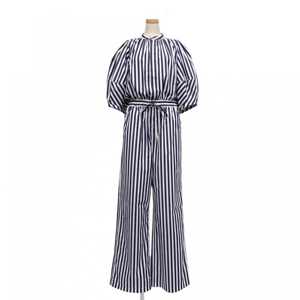 HYKE ϥ T/C STRIPED BALOON SLEEVE JUMPSUIT ȥ饤ץץ 륤 1 231-16159
