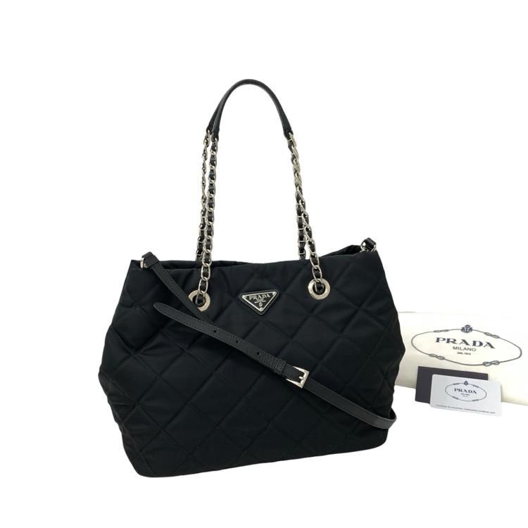 【 PRADA 】キルティング チェーン ショルダーバッグ 1BG740 PRADA キルティングチェーン ショルダートートバッグ ブラック