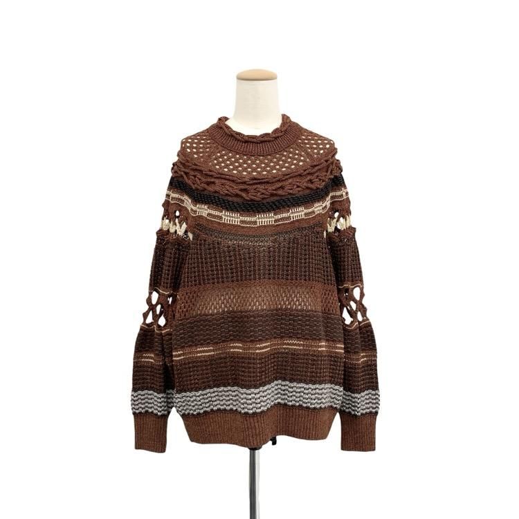 Mame Kurogouchi ޥ᥯ Bamboo Basket Pattern Knitted Top ƥ˥åȥȥå 2 MM23SS-KN036