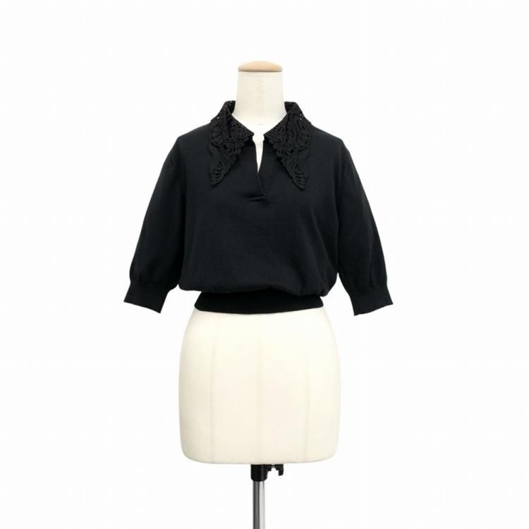 Mame Kurogouchi マメクロゴウチ Embroidery Collar Knitted Top