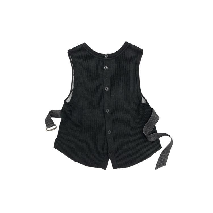 Mame Kurogouchi コード刺繍デニムベスト ブラック Mame Kurogouchi マメクロゴウチ Embroidered Denim Tops コード
