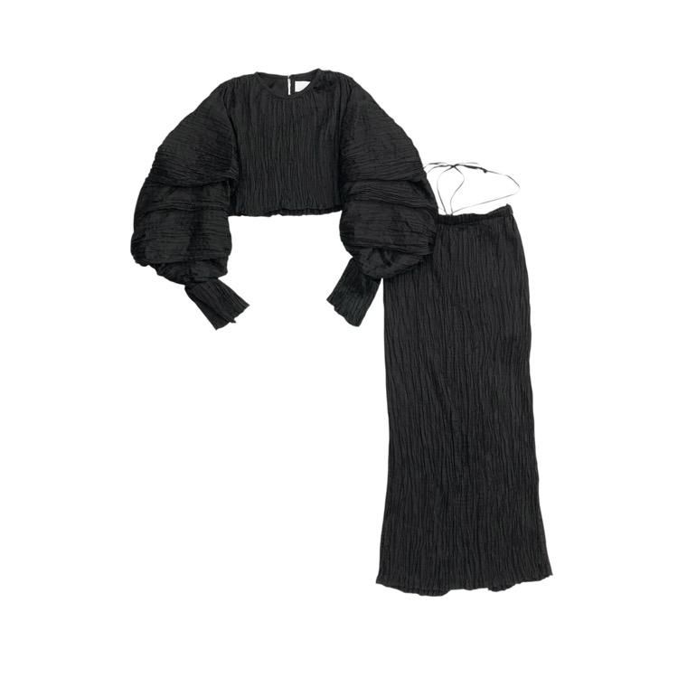 <img class='new_mark_img1' src='https://img.shop-pro.jp/img/new/icons30.gif' style='border:none;display:inline;margin:0px;padding:0px;width:auto;' />Mame Kurogouchi ޥ᥯ Wrinkle Pleats Cropped Top/I-line Skirt åȥå 1/2 ֥å
