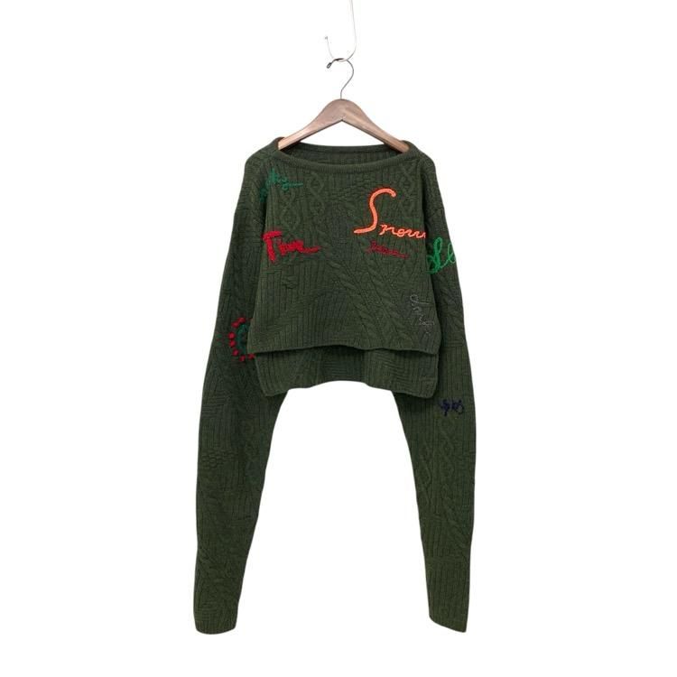Mame Kurogouchi ޥ᥯ Cable Knit Loose Top with Hand Stitched Letter ˥åMM22FW-KN030