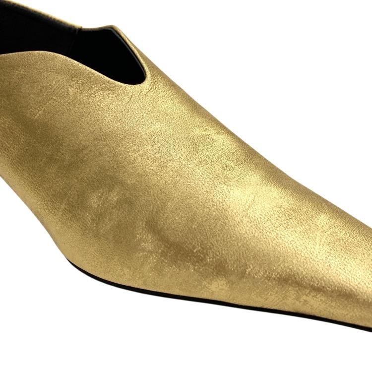 靴 Mame Kurogouchi Babouche Shoes Curved Line Low Heel Nature Pattern Babouche Shoes - black