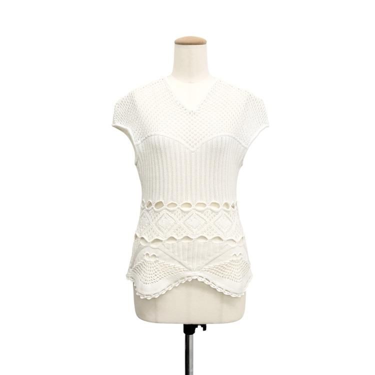 <img class='new_mark_img1' src='https://img.shop-pro.jp/img/new/icons11.gif' style='border:none;display:inline;margin:0px;padding:0px;width:auto;' />Mame Kurogouchi ޥ᥯ Cotton Lace Sleeveless Knitted Top 졼˥åȥȥå 2 MM24SS-KN063