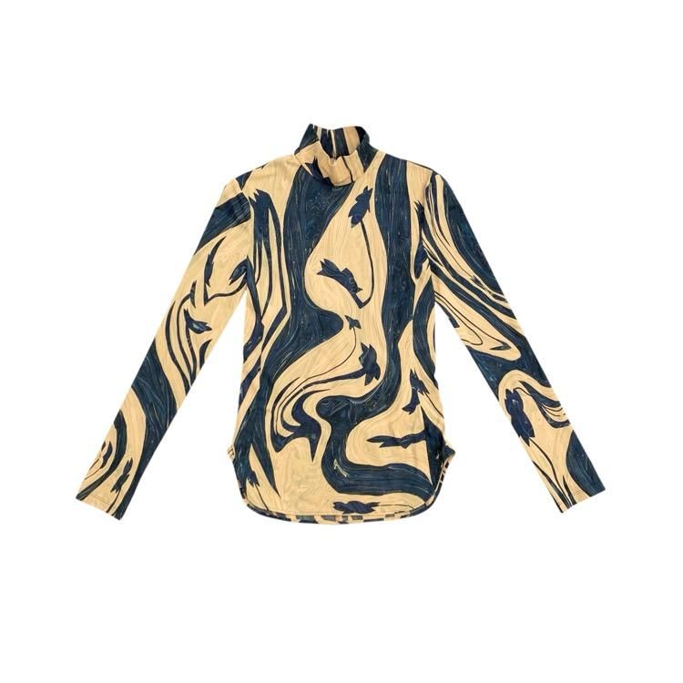 <img class='new_mark_img1' src='https://img.shop-pro.jp/img/new/icons11.gif' style='border:none;display:inline;margin:0px;padding:0px;width:auto;' />Mame Kurogouchi ޥ᥯ Marble Print Jersey High Neck Top ޡ֥ åȥ 1 MM24SS-JS077