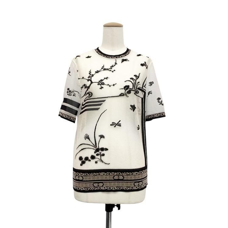 <img class='new_mark_img1' src='https://img.shop-pro.jp/img/new/icons11.gif' style='border:none;display:inline;margin:0px;padding:0px;width:auto;' />Mame Kurogouchi ޥ᥯ Nature Pattern Sheer Knitted Crew Neck Top 㥫ɥ ȥåץ