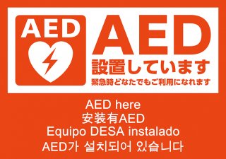 AEDシール A5 両面 五か国語対応