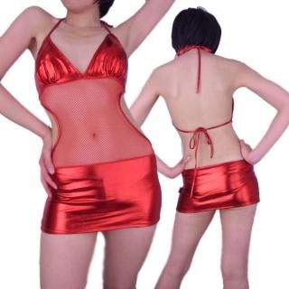 メタリックxメッシュセクシーミニワンピース