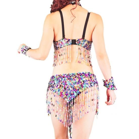 ビーズ衣装 スパンコール衣装 カラフルビジューのブラトップ