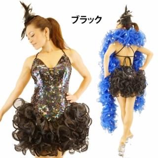 社交ダンス用ドレス 黒と白 スパンコール装飾（スパンコール衣装