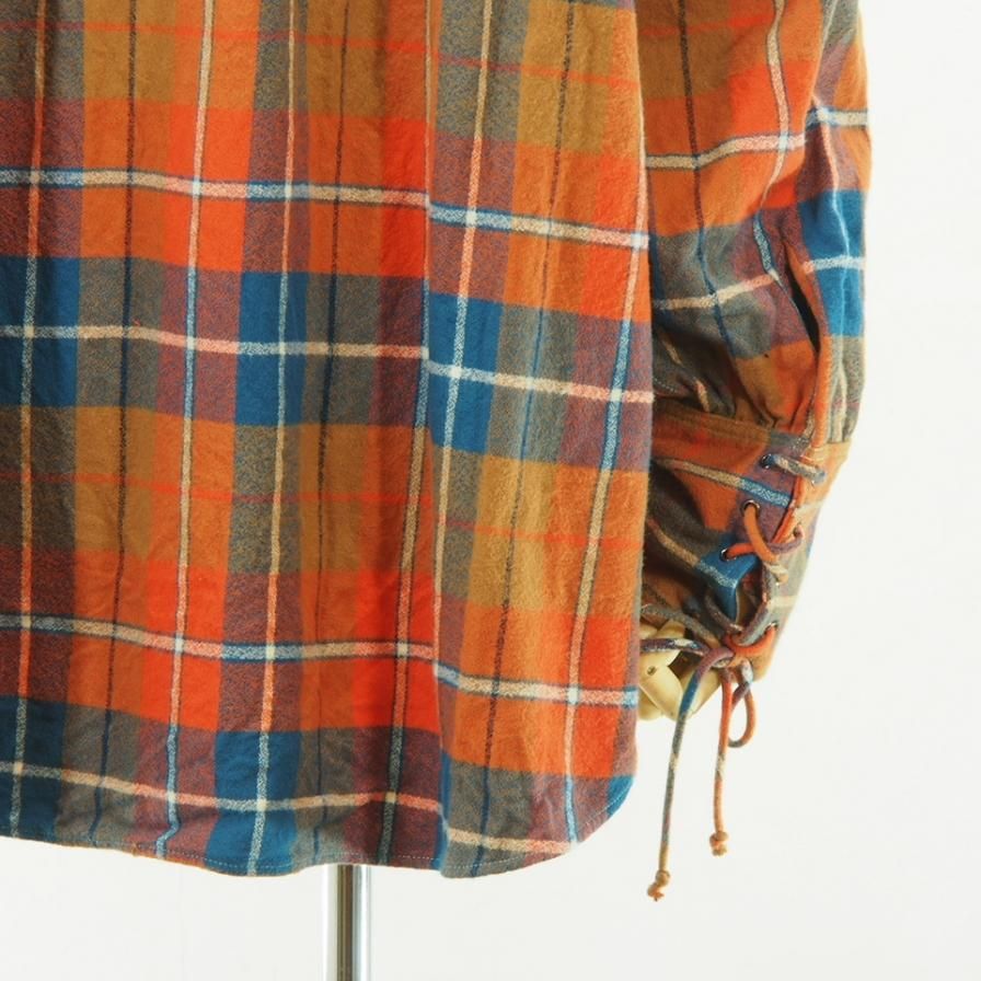 AiE エーアイイー - String Smock - Plaid Flannel - Orange/Blue