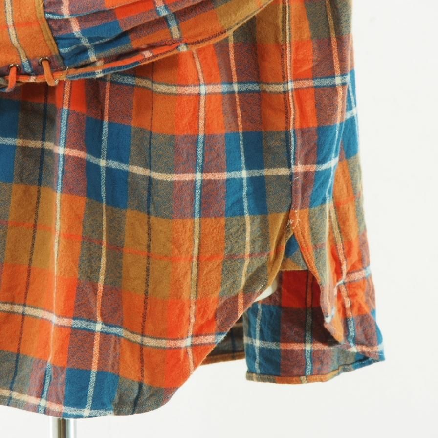 AiE エーアイイー - String Smock - Plaid Flannel - Orange/Blue