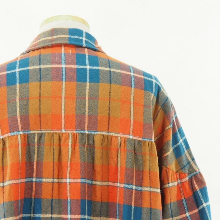 AiE エーアイイー - String Smock - Plaid Flannel - Orange/Blue