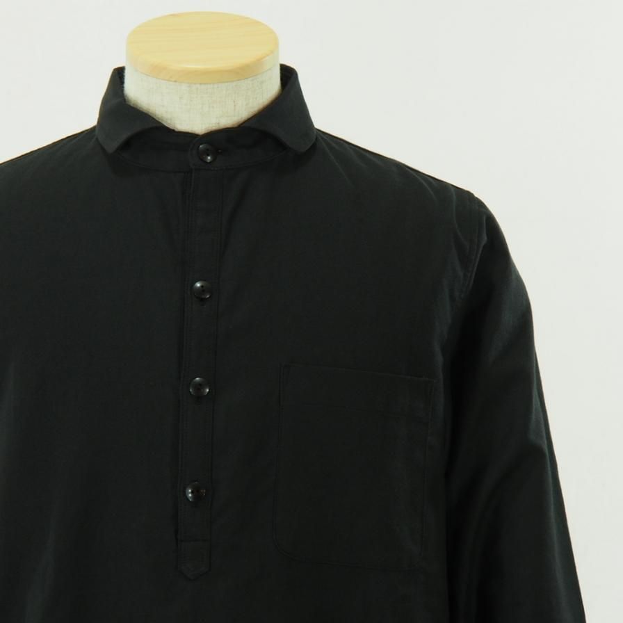 gorouta - Short Round Coller Pullover Shirt - Black