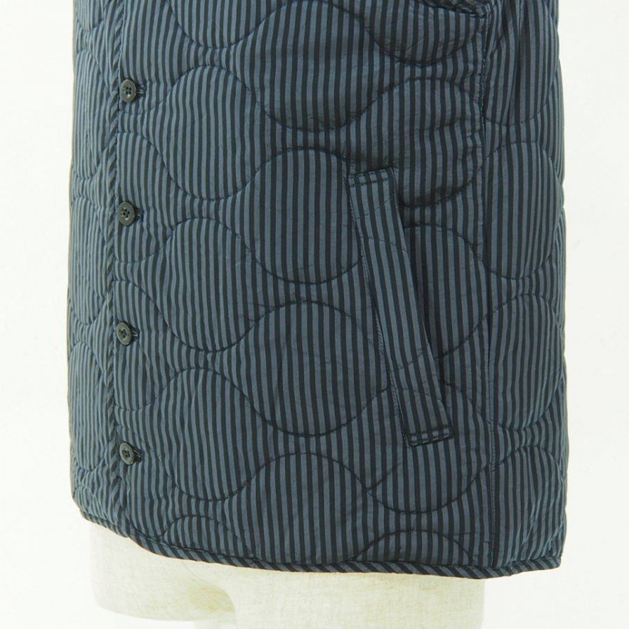 ts(s) ƥ - Quilted Liner Vest - Block Stripe Cupra Cloth - Navy