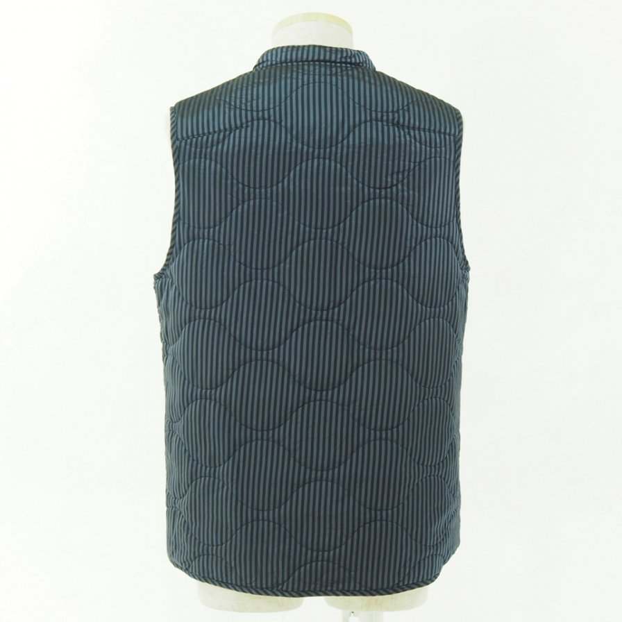 ts(s) ƥ - Quilted Liner Vest - Block Stripe Cupra Cloth - Navy