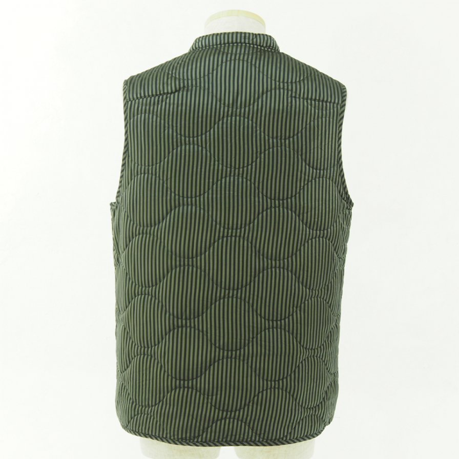 ts(s) ティーエスエス - Quilted Liner Vest - Block Stripe Cupra Cloth - Olive