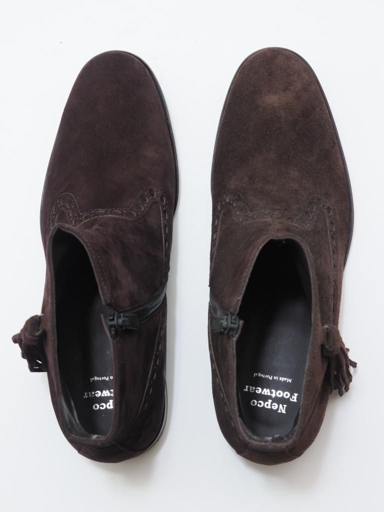 NEPCO FOOTWEAR ネプコフットウェアー - Medallion Boot With Tassel Fringe - Brown Suede
