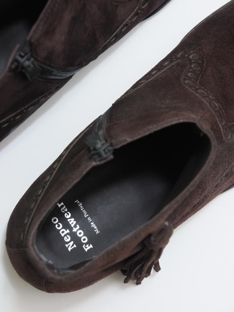 NEPCO FOOTWEAR ネプコフットウェアー - Medallion Boot With Tassel Fringe - Brown Suede