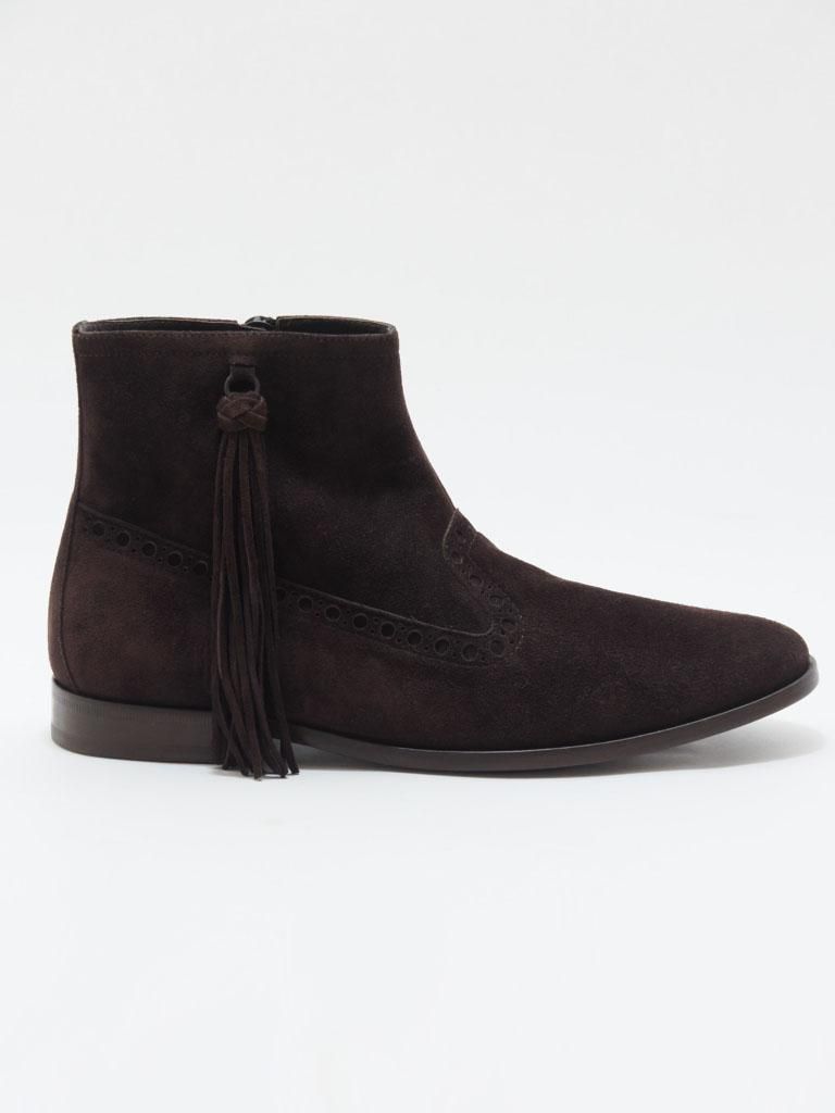 NEPCO FOOTWEAR ネプコフットウェアー - Medallion Boot With Tassel Fringe - Brown Suede