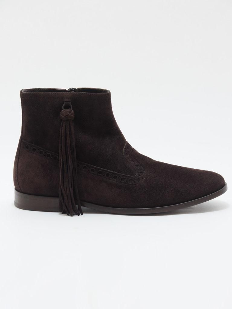 NEPCO FOOTWEAR ͥץեåȥ - Medallion Boot With Tassel Fringe - Brown Suede