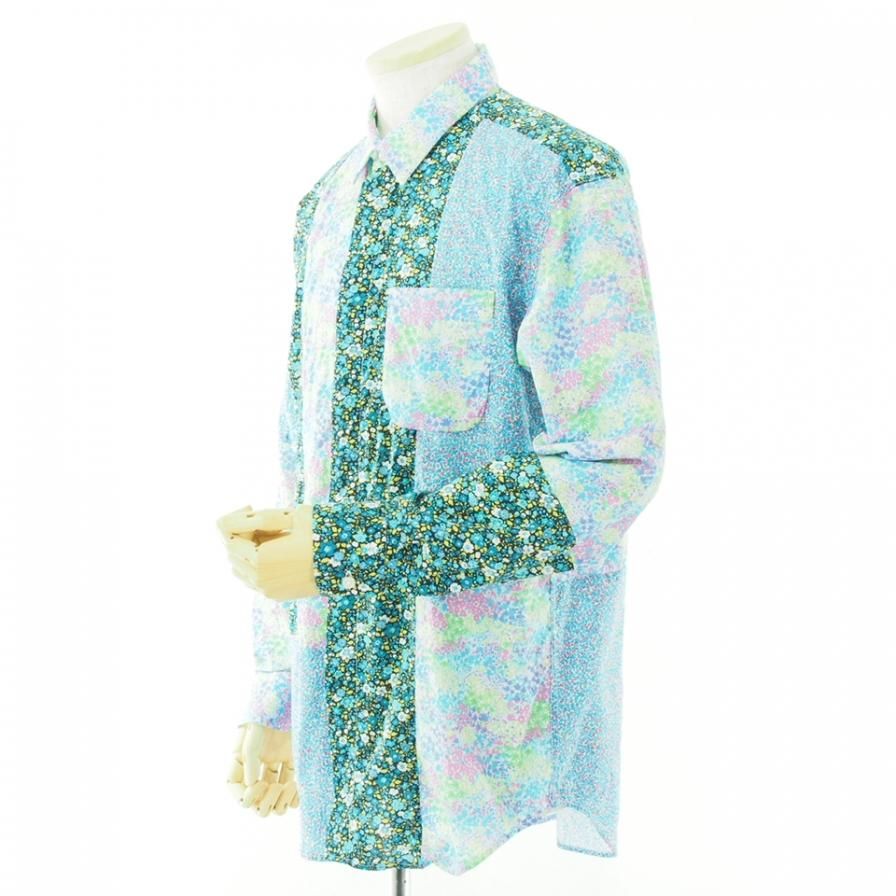 Engineered Garments エンジニアドガーメンツ - Combo Short Collar Shirt - Small Floral Cotton Lawn - Multi Color