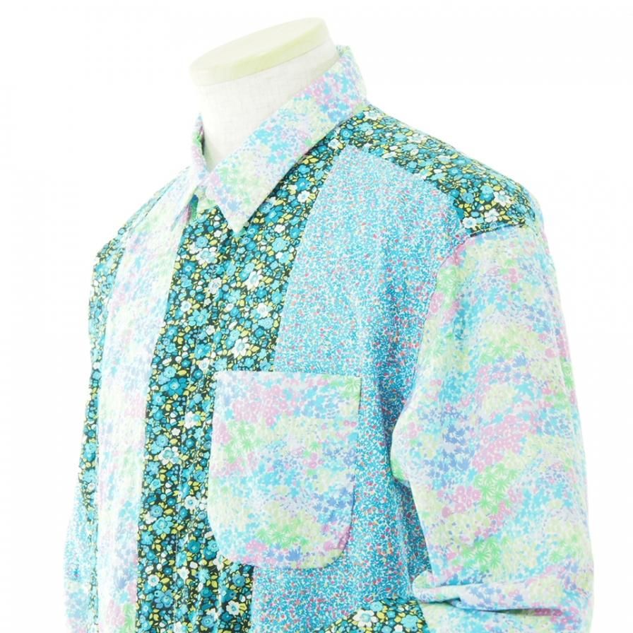 Engineered Garments エンジニアドガーメンツ - Combo Short Collar Shirt - Small Floral Cotton Lawn - Multi Color