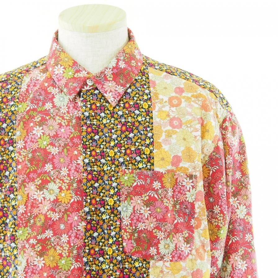 Engineered Garments エンジニアドガーメンツ - Combo Short Collar Shirt - Big Floral Cotton Lawn - Red
