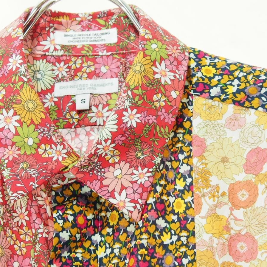Engineered Garments エンジニアドガーメンツ - Combo Short Collar Shirt - Big Floral Cotton Lawn - Red