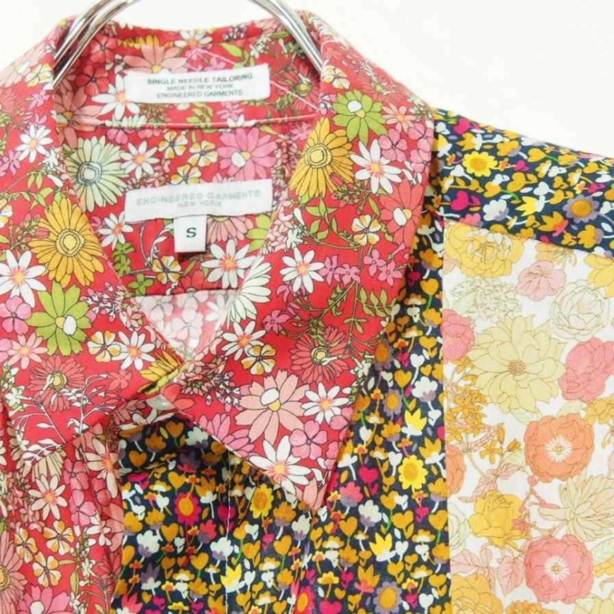 Engineered Garments 󥸥˥ɥ - Combo Short Collar Shirt - Big Floral Cotton Lawn - Red