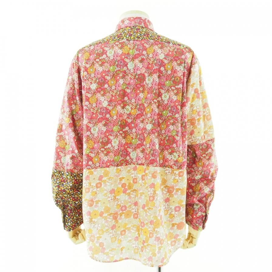 Engineered Garments エンジニアドガーメンツ - Combo Short Collar Shirt - Big Floral Cotton Lawn - Red