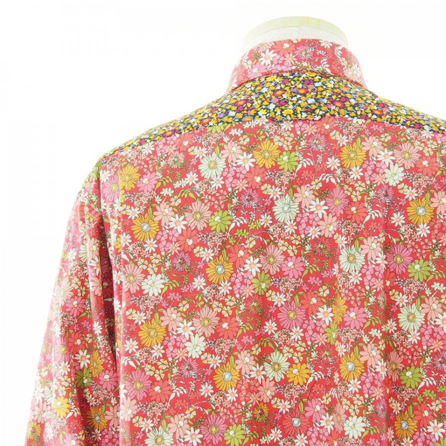 Engineered Garments 󥸥˥ɥ - Combo Short Collar Shirt - Big Floral Cotton Lawn - Red