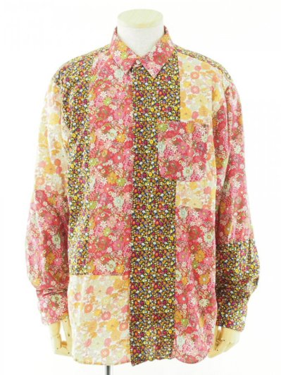 Engineered Garments エンジニアドガーメンツ - Combo Short Collar Shirt - Big Floral Cotton Lawn - Red