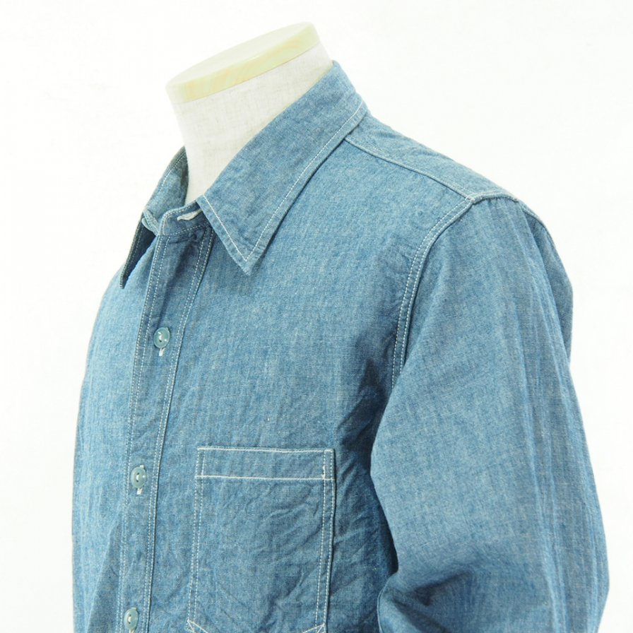 CORONA  - Navy 1 Pocket Shirt ͥӡݥåȥ - Cotton Chambray / Blue