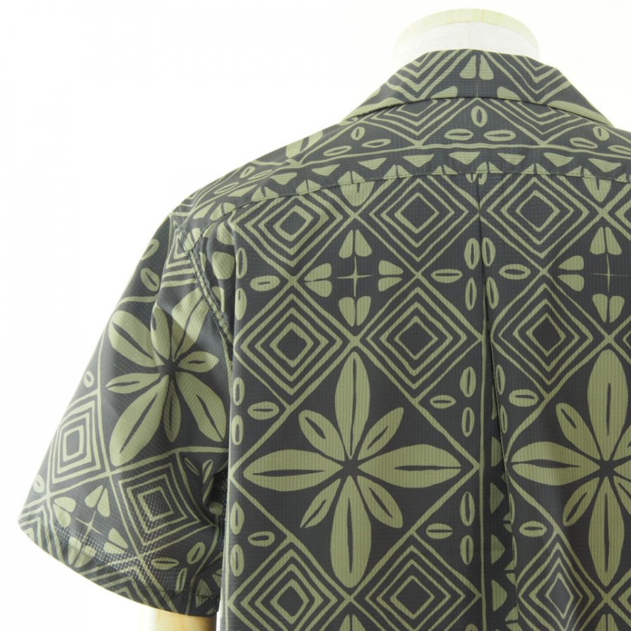 CORONA  - French Cafe Shirt եե - Dot Air Resort Pattern - Charcoal x Khaki
