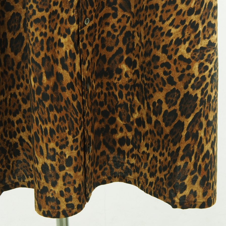 Engineered Garments Woman エンジニアドガーメンツウーマン - Banded Collar Dress - Cotton Leopard Print - Brown