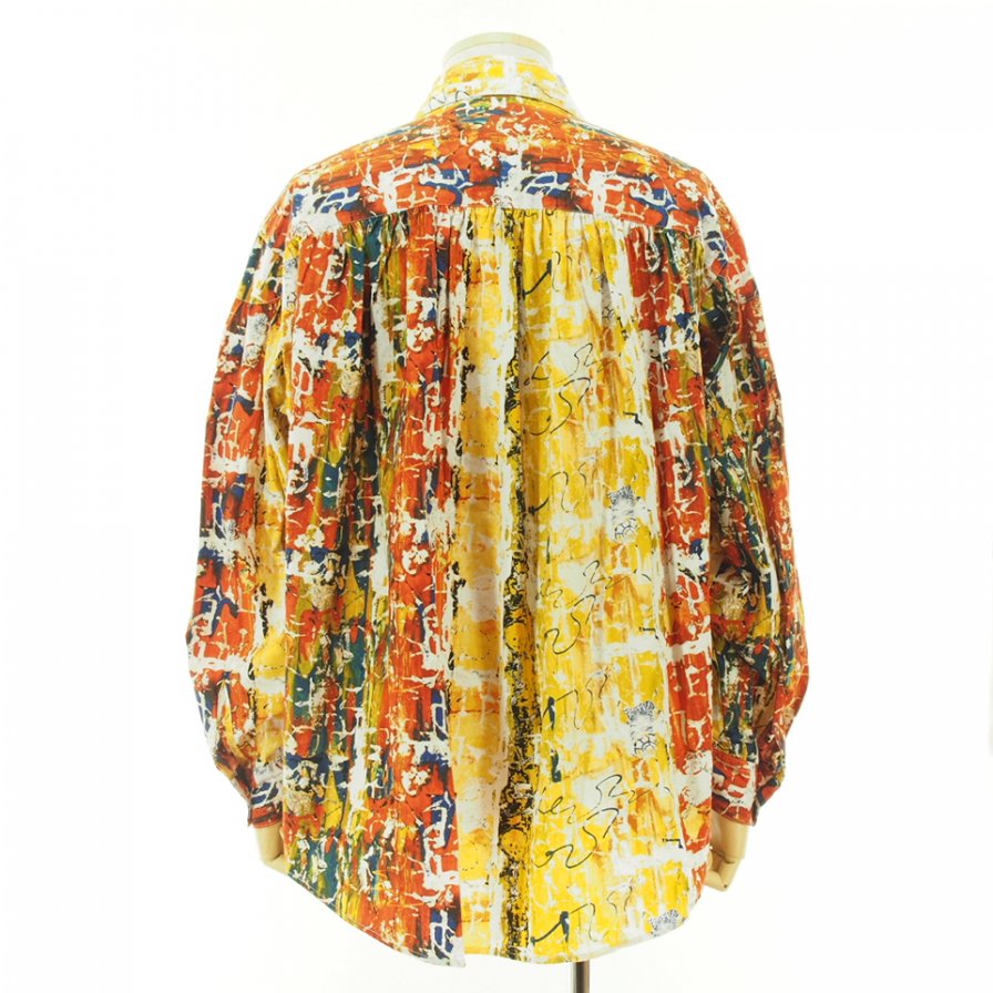 AiE エーアイイー - Painter Shirt ペインターシャツ - Cotton Abstract print - Yellow/Orange