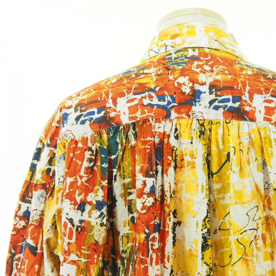 AiE エーアイイー - Painter Shirt ペインターシャツ - Cotton Abstract print - Yellow/Orange