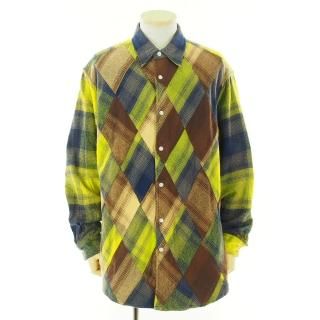 NOMA t.d. ノーマティーディー - N Ombre Plaid Diamond Shirt エヌオンブレプレイドダイヤモンドシャツ - Navy / Lime