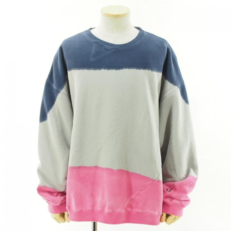 NOMA t.d. ノーマティーディー - HAND DYED TWIST SWEAT ハンドダイツイストスウェット - Gray x Navy x Pink