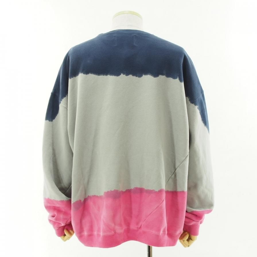 NOMA t.d. ノーマティーディー - HAND DYED TWIST SWEAT ハンドダイツイストスウェット - Gray x Navy x Pink