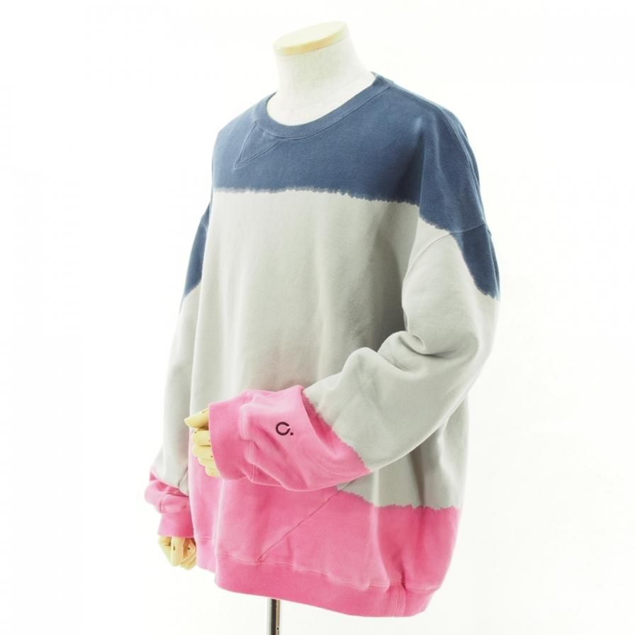 NOMA t.d. ノーマティーディー - HAND DYED TWIST SWEAT ハンドダイツイストスウェット - Gray x Navy x Pink