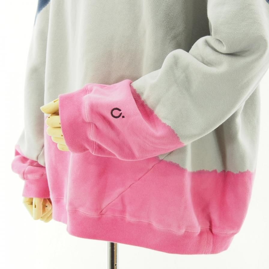 NOMA t.d. ノーマティーディー - HAND DYED TWIST SWEAT ハンドダイツイストスウェット - Gray x Navy x Pink