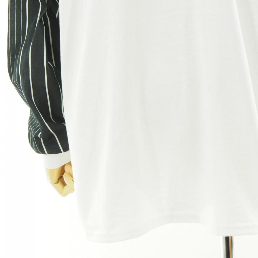 NOMA t.d. ノーマティーディー - STRIPE SLEEVE TEE - ストライプスリーブティー - White / Black